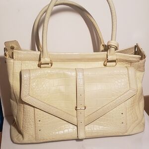 TORY BURCH CROC LEATHER BAG w/Shoulder Strap, Pre-Loved Purse